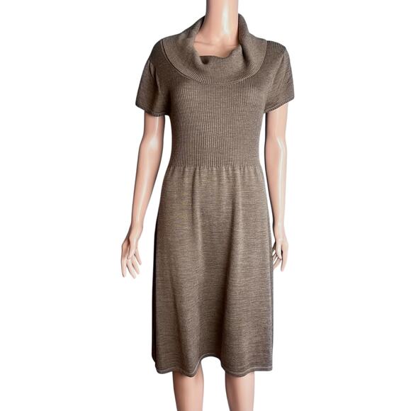 Calvin Klein Cowl Neck Sweater Midi Dress Business Academia Preppy Minimalist L - Picture 1 of 4